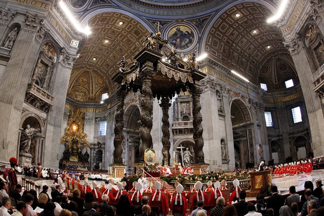 Pope Benedict XVI conducts the holy mass of Pentecost Sunday in Saint Peter's Basilica at the Vatican